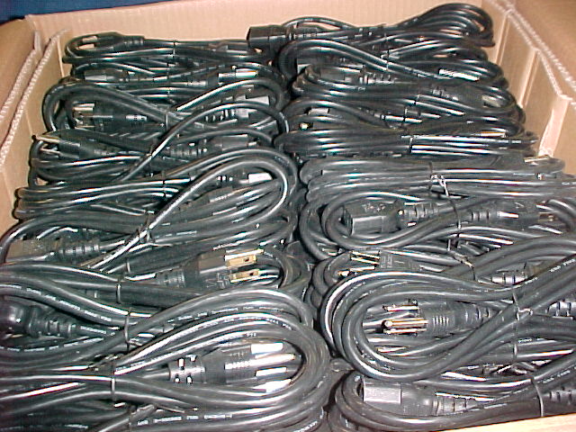 Quantity 100: Standard Computer PC Power Cable for CPU and Peripherals. Color: Black