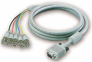 6' RGB VGA / SVGA GRAPHIC MONITOR CABLE with 5 BNC PLUG MALE to HDB15 PIN MALE