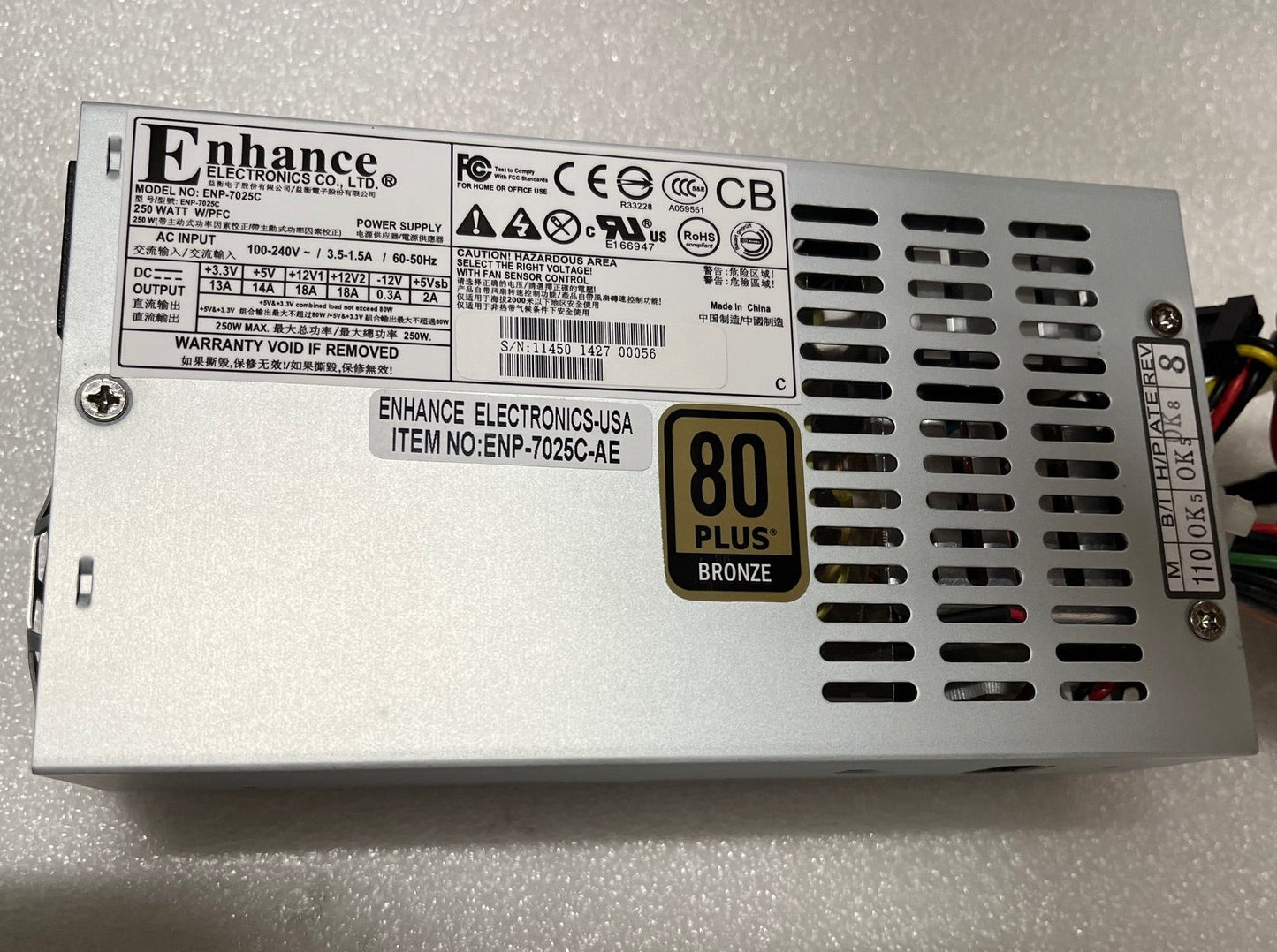 ENP-7025C-AE, Original Enhance Electronics ENP-7025C Merit-EC7536-01 250W Flex Power Supply