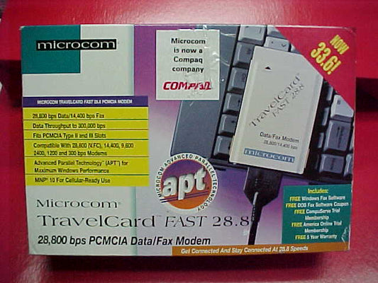 Compaq/ Microccom TravelCard 33.6 PCMCIA data fax modem