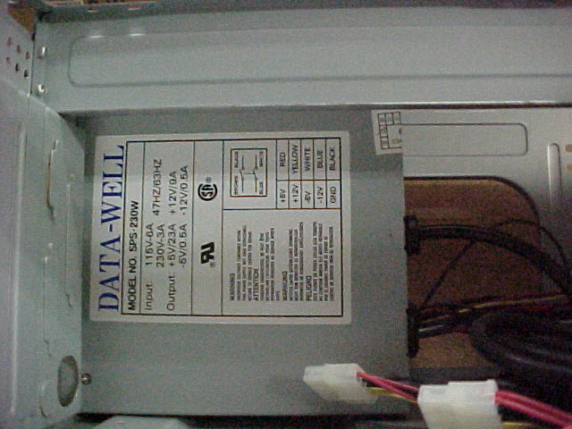 SPS-230W, DATA WELL 230W AT Computer Power Supply for PC Computers with P8 & P9 Connectors