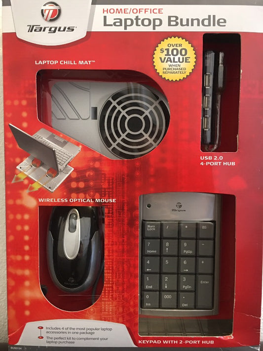 Targus Laptop Accessory Kit w USB Hub, Chill Mat, Optical Mouse, 10-Key Keypad