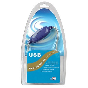 USB 2.0 Multi-Linq PC to PC Netwok / File Transfer Link Cable (Blue)