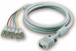 6' RGB VGA / SVGA GRAPHIC MONITOR CABLE with 5 BNC PLUG MALE to HDB15 ...