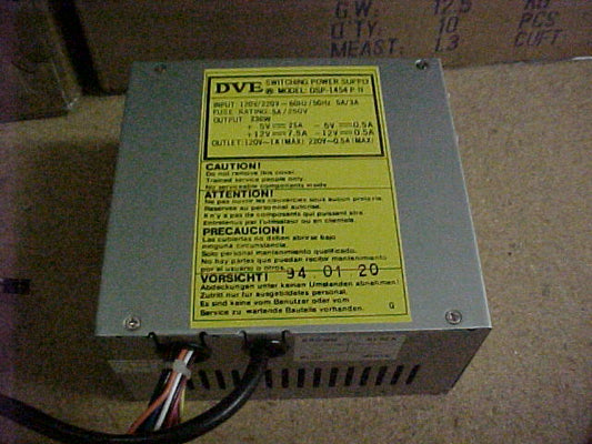 DSP-1454, DSP-1454 PN, DVE 230W AT Computer Power Supply for PC Computers with P8 & P9 Connectors