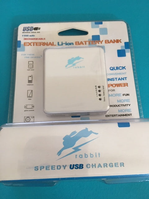 FSP 1700mAh Rechargeable External Li-ion Battery Power Bank, Rabbit Speedy USB Charger