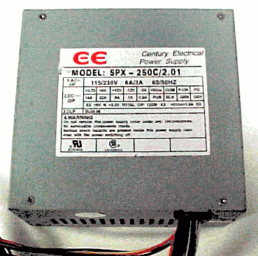 SPX-250C/2.01, Century Electrical Power Supply 250W ATX, Not P4 Ready